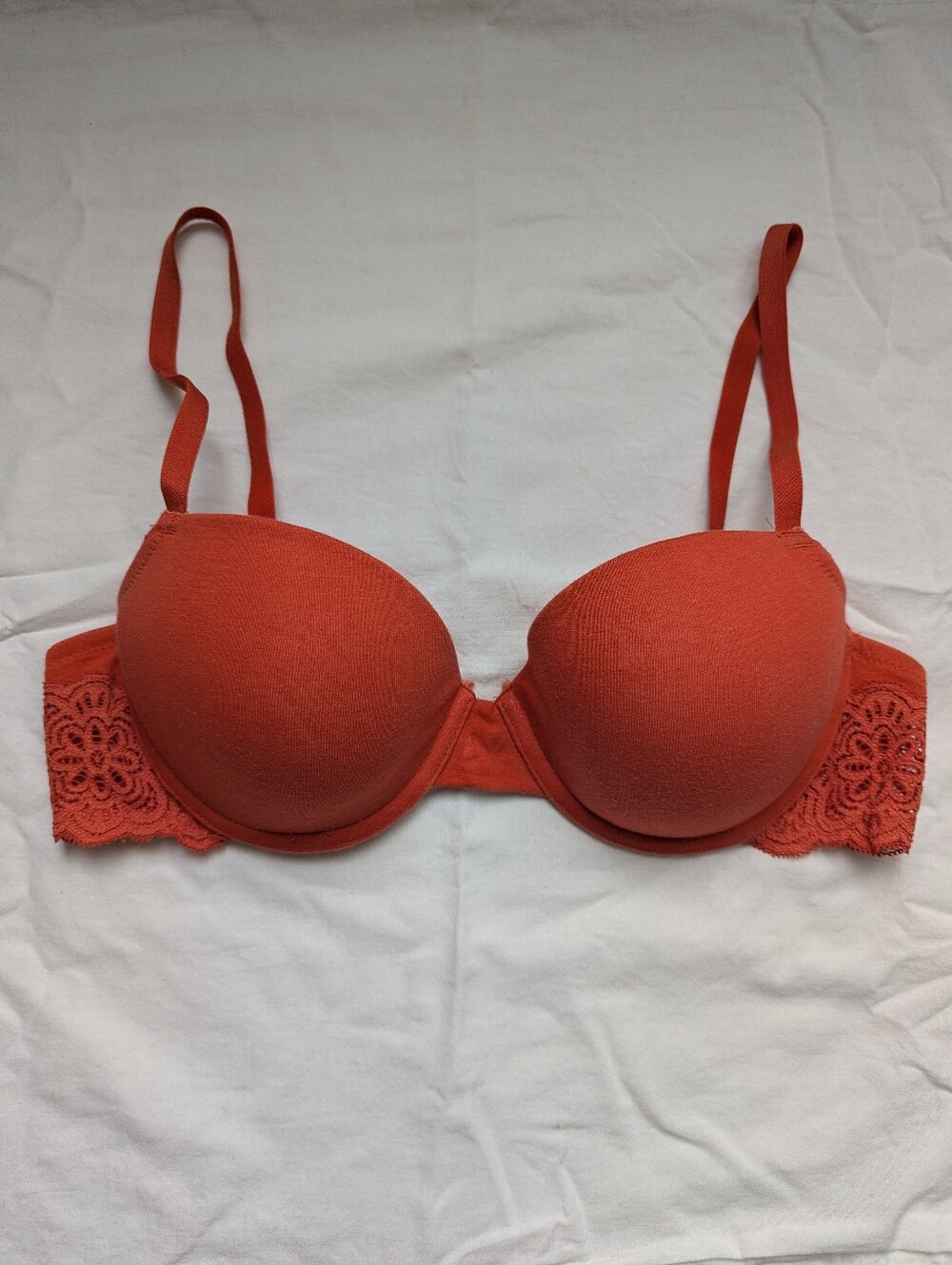 La Senza Remix Lightly Lined Cotton Demi Bra Size 34C Orange